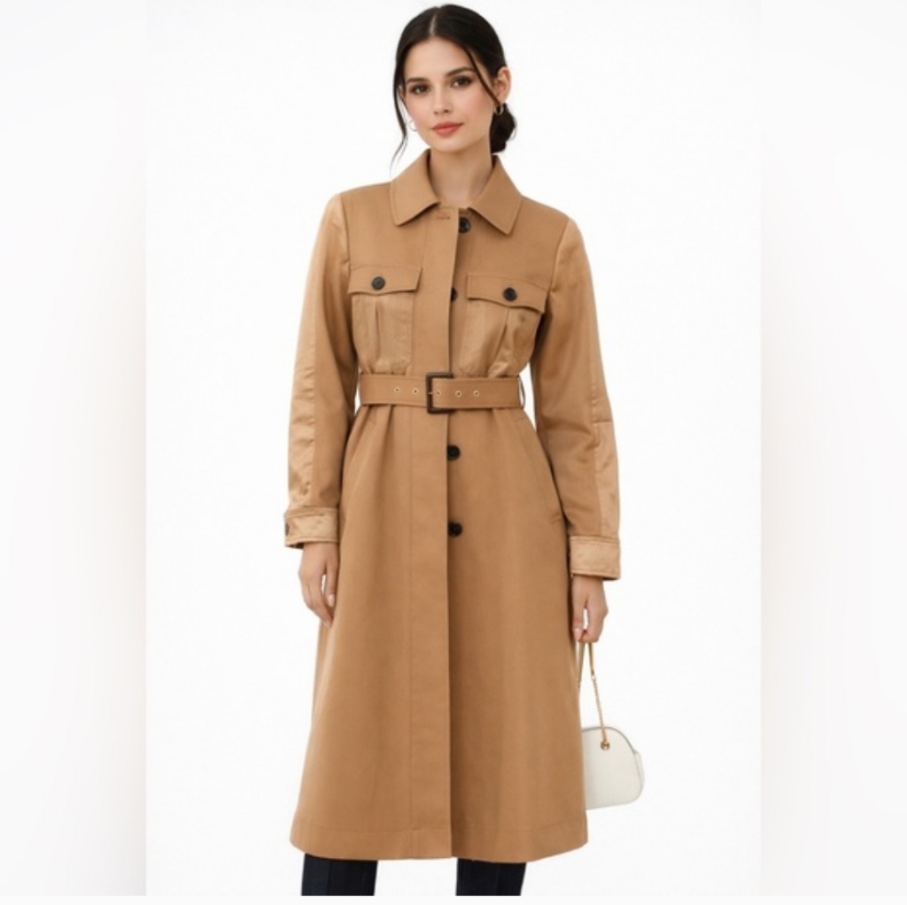 Kate Spade New York Dark Khaki Icon Belted Trench Coat , Sz 6